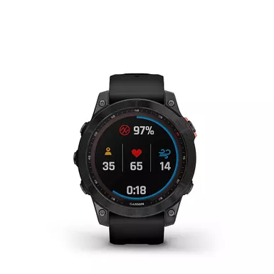 Garmin - Fenix 7 Sapphire Solar, Mineral Blue Ti W/Whitestone Band 6 Garmin - Fenix 7 Sapphire Solar, Mineral Blue Ti W/Whitestone Band - Image 6