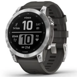 Garmin Fenix 7 Watch, Silver With Graphite Band