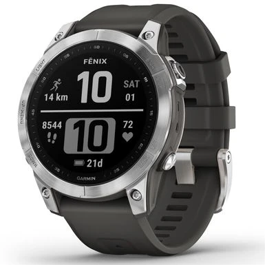 Garmin Fenix 7 Watch, Silver With Graphite Band 1 Garmin Fenix 7 Watch, Silver With Graphite Band