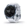 Garmin - Fenix 7 Sapphire Solar, Mineral Blue Ti W/Whitestone Band